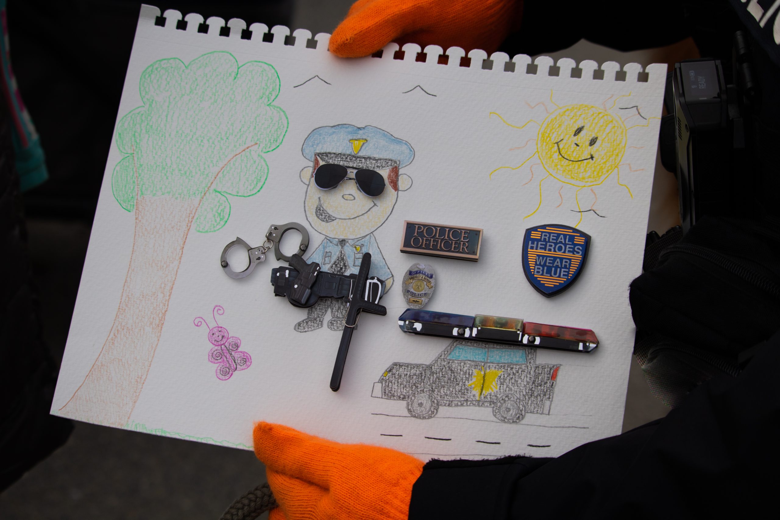Hand made card for law enforcement made by community member